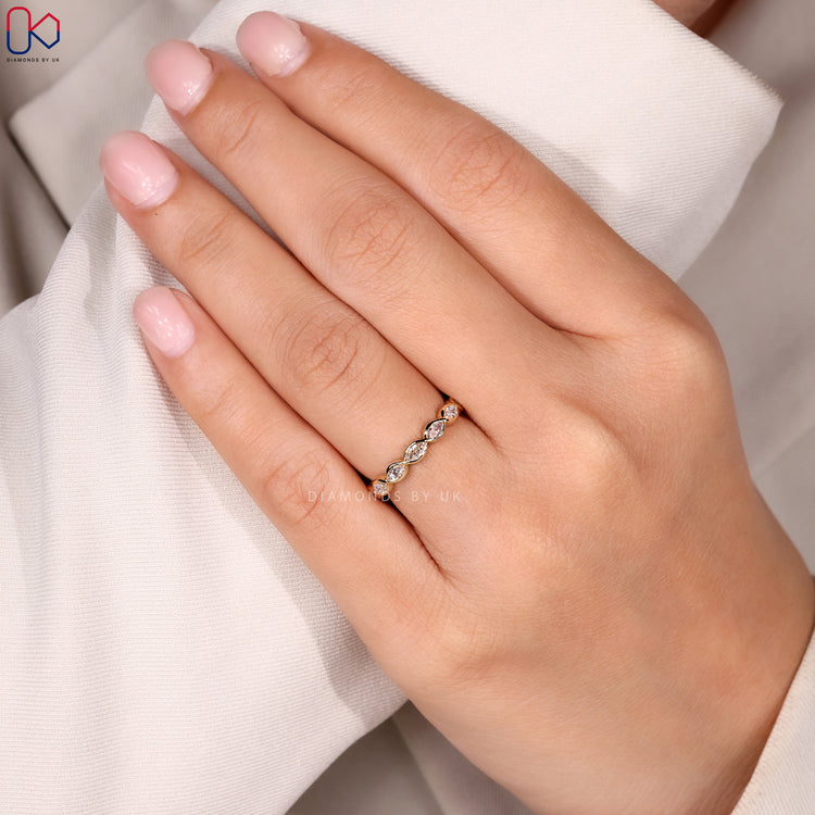 Handmade jewellery marquise diamond band.
