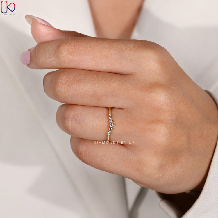 Lab Grown Diamond 7 stone band set in a yellow gold base.
