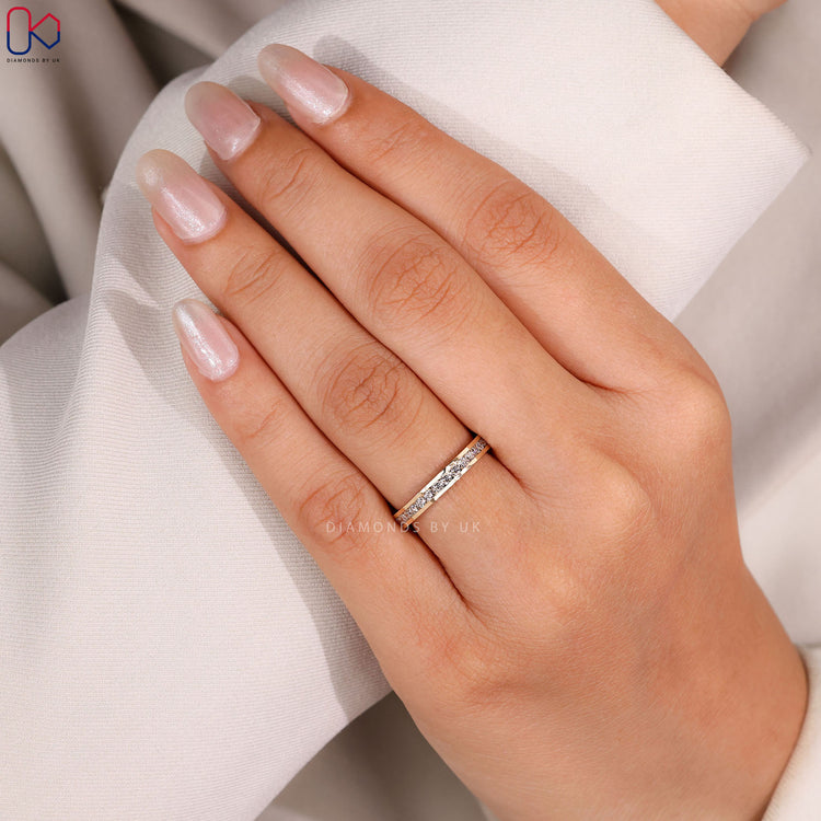 Handmade jewellery yellow gold diamond band.
