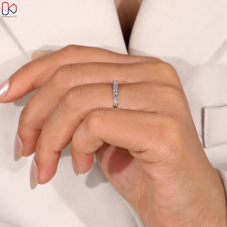 Buy wedding band in white gold.
