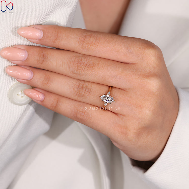 Custom diamond ring handcrafted in yellow gold.
