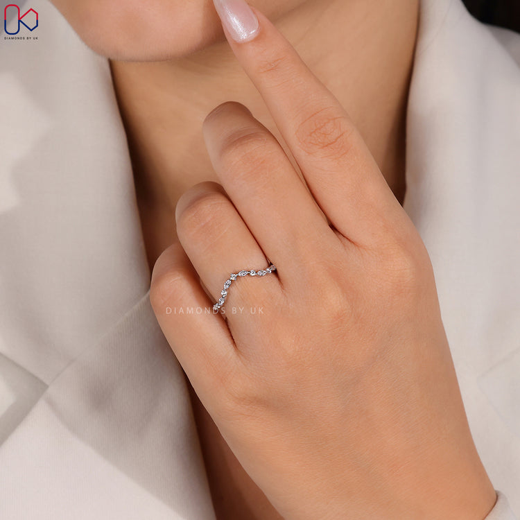 Handmade jewellery chevron diamond band.
