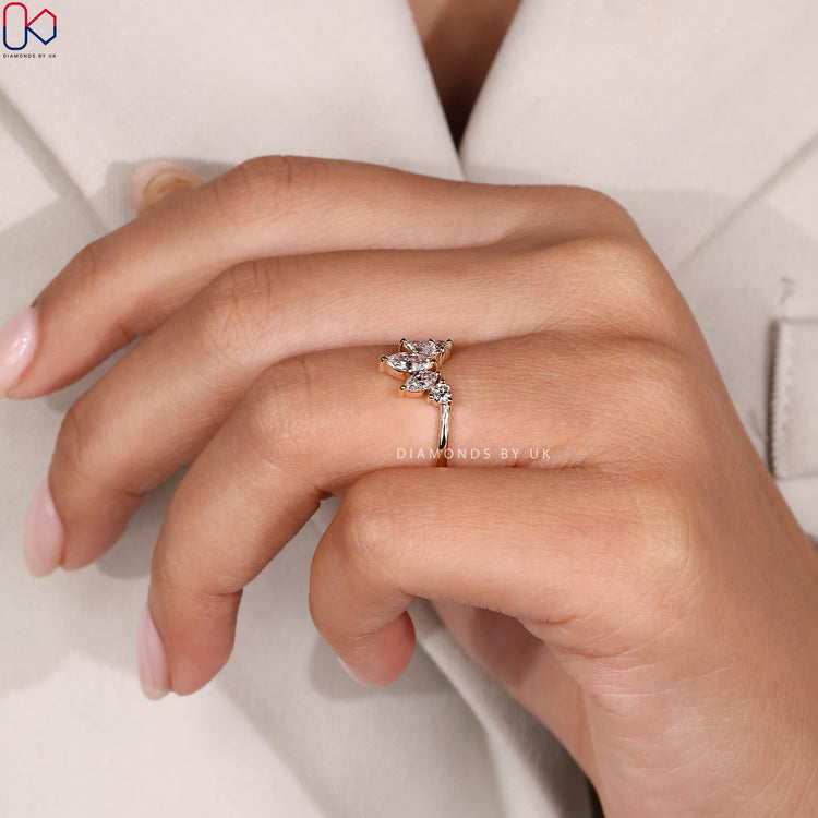 Custom wedding band with 5 stone wedding band.
