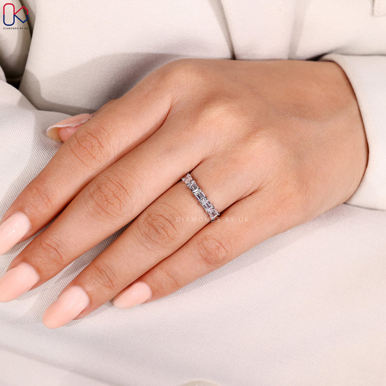 Handmade jewellery half eternity diamond band.
