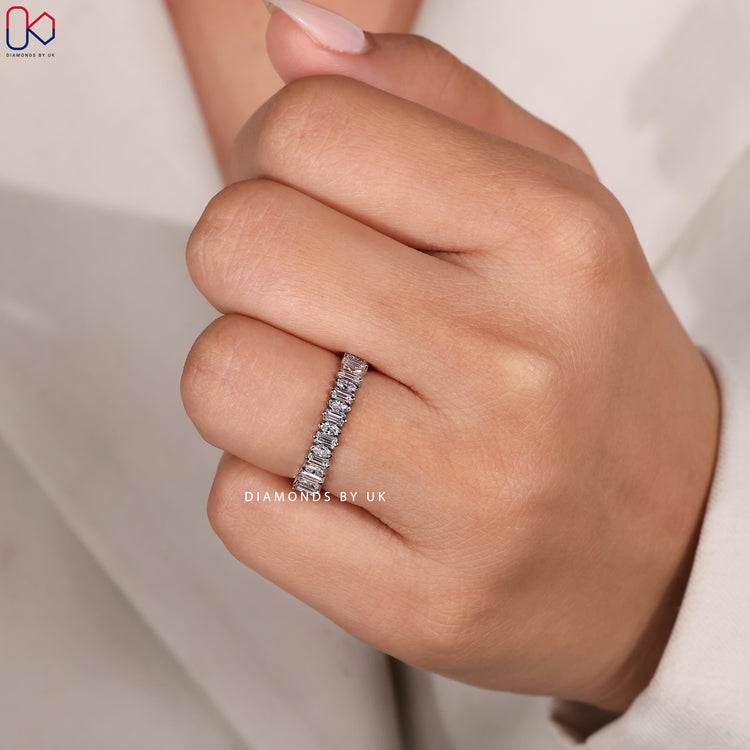 White gold diamond band handmade.
