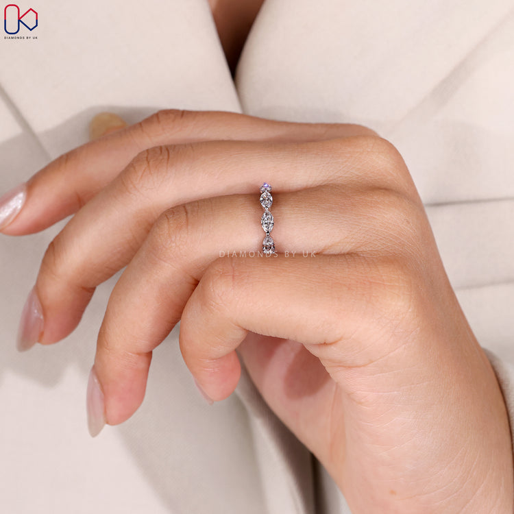 Handmade jewellery half eternity diamond band.
