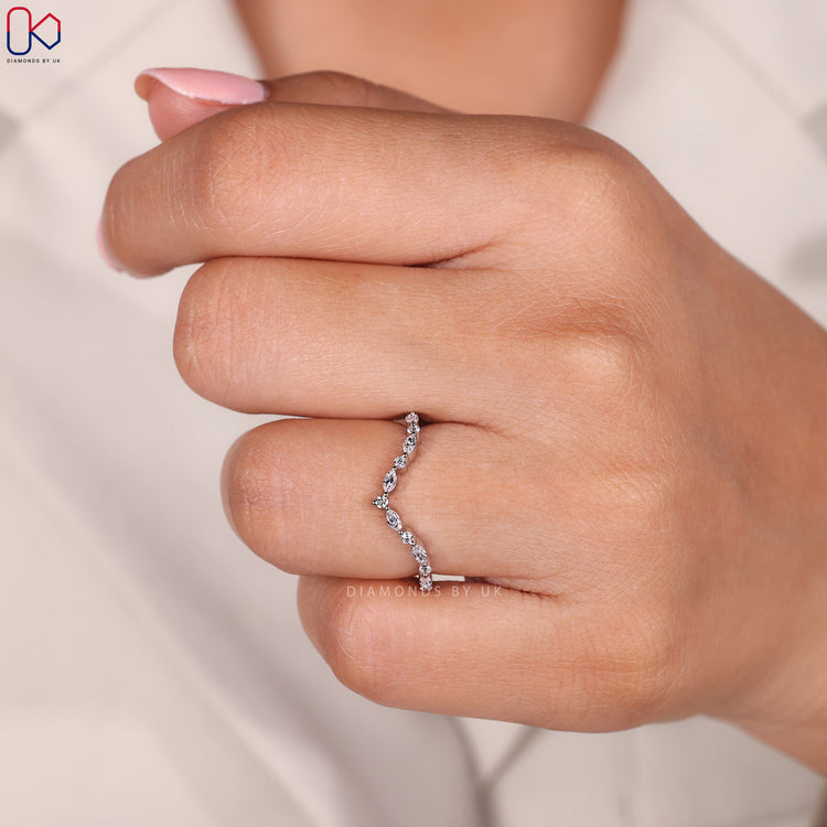 Diamondsbyuk wedding band with mixed cut diamonds.
