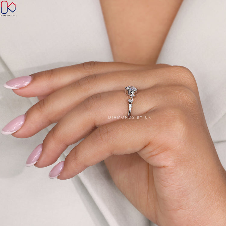 Best anniversary gift for women featuring delicate filigree and a lab grown diamond.

