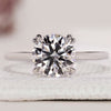 Round solitaire engagement ring with a classic design.
