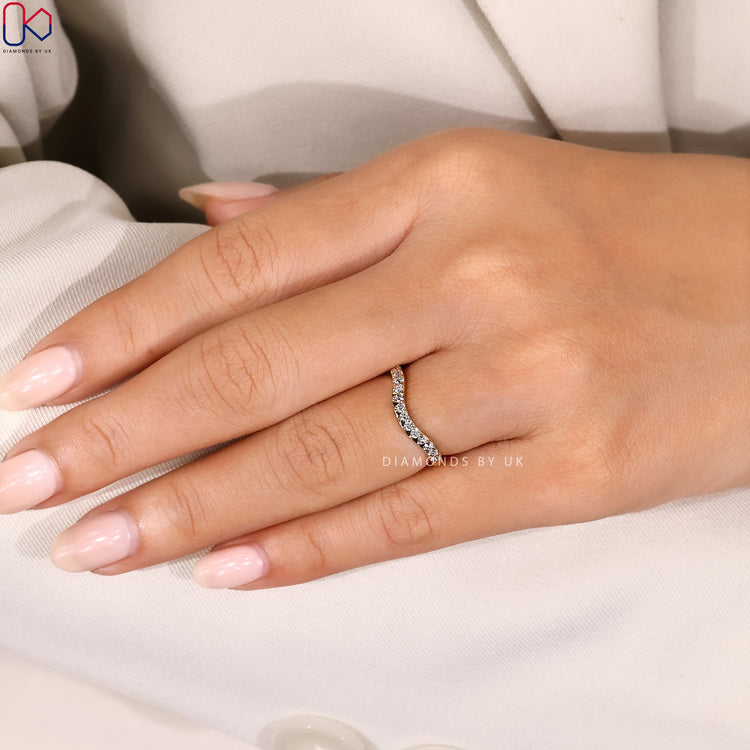 Half eternity band with round diamond wedding band.
