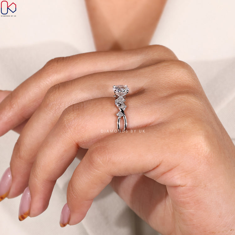 Custom diamond ring handcrafted in white gold.
