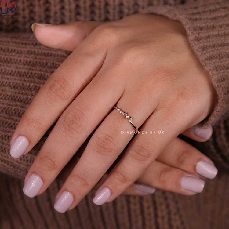 Prong setting band with secure placements for each brilliant Lab Grown Diamond.