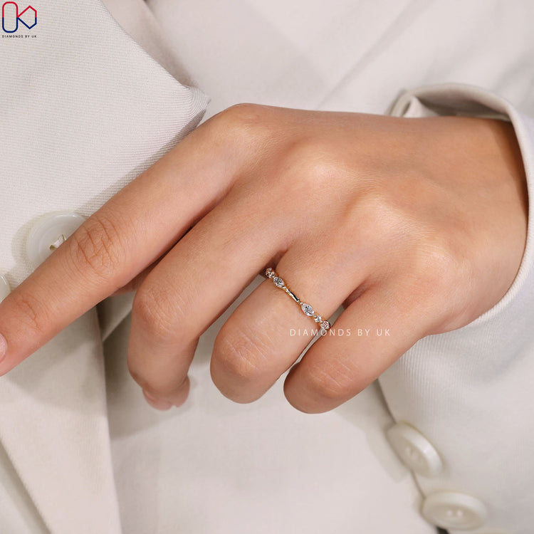 Round and marquise diamond Band by Diamondsbyuk.