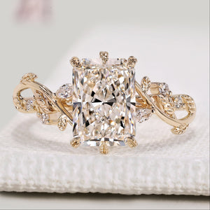 Radiant Cut Diamond Ring with Marquise And Round Side Stones