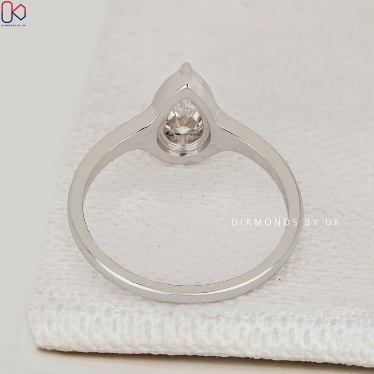 IGI Certified pear cut diamond solitaire ring.