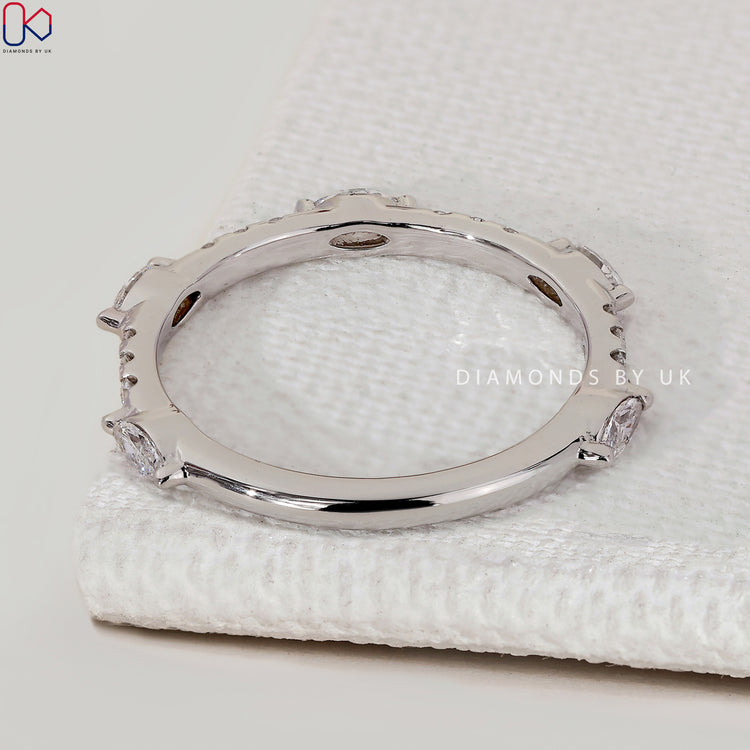 Half eternity round and marquise diamond band handmade.
