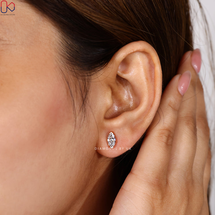 Diamondsbyuk marquise diamond stud earrings handmade.