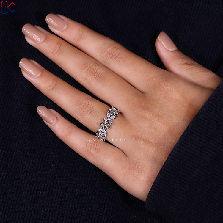 Diamondsbyuk round and marquise diamond wedding band.