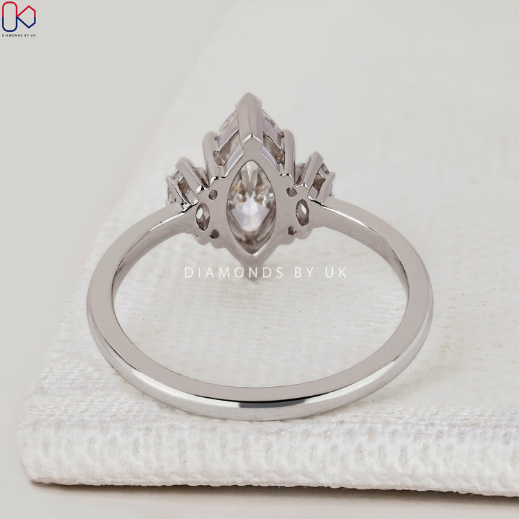 IGI Certified marquise cut diamond ring.