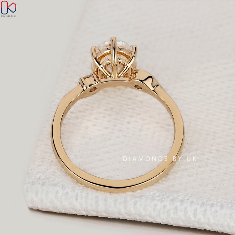 IGI Certified oval cut diamond engagement ring.