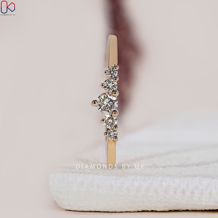 5 Stone Wedding Band - Round Diamonds
