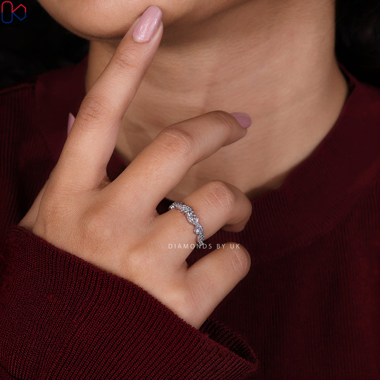 Handmade diamond wedding band by Diamondsbyuk with pavé.