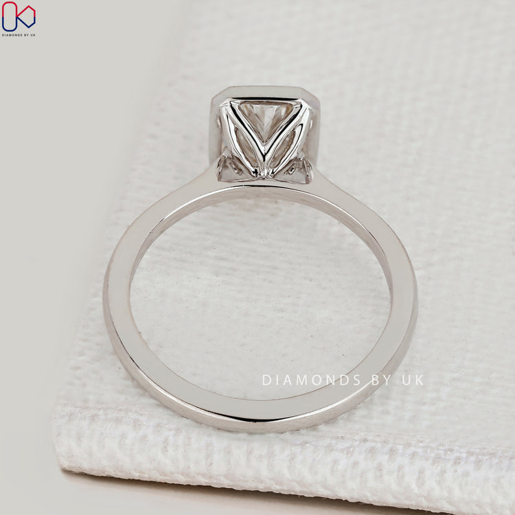 IGI Certified radiant cut diamond solitaire ring.