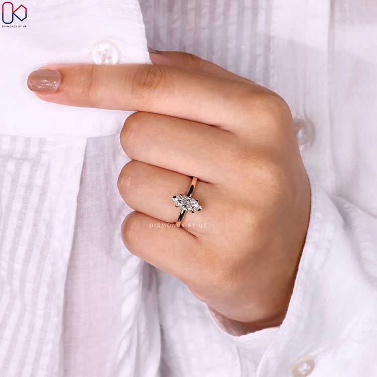 Handmade IGI Certified marquise diamond ring.