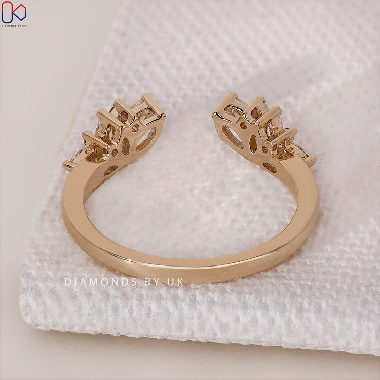 Lab grown diamond open gap band, handmade for a perfect fit and sparkle.

