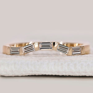 Baguette Diamond Wedding Band With Bar Setting