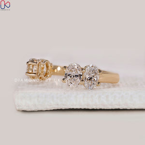 Open Gap Oval Diamond Wedding Band