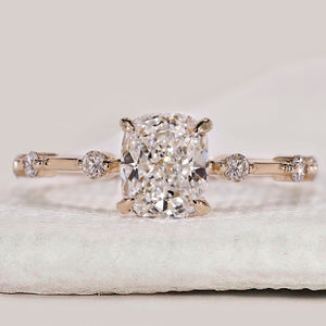 Distance Pave Elongated Cushion Engagement Ring