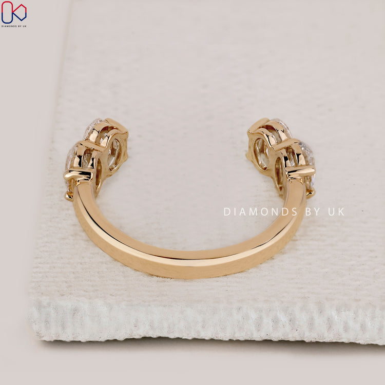 Handmade band with shared prong wedding band.
