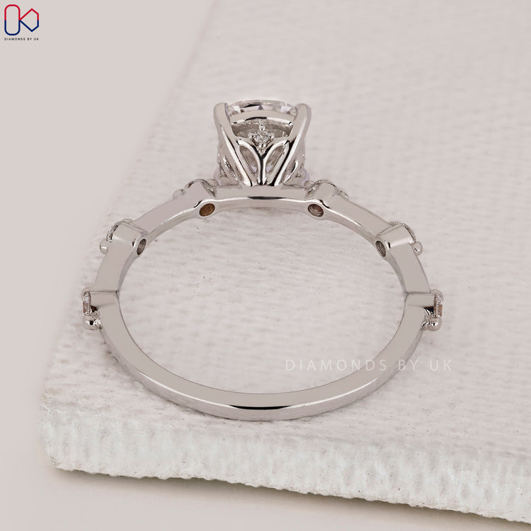 Custom lab grown cushion cut diamond ring.
