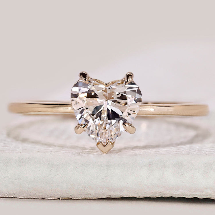 Heart Diamond Engagement Ring in Solitaire Style