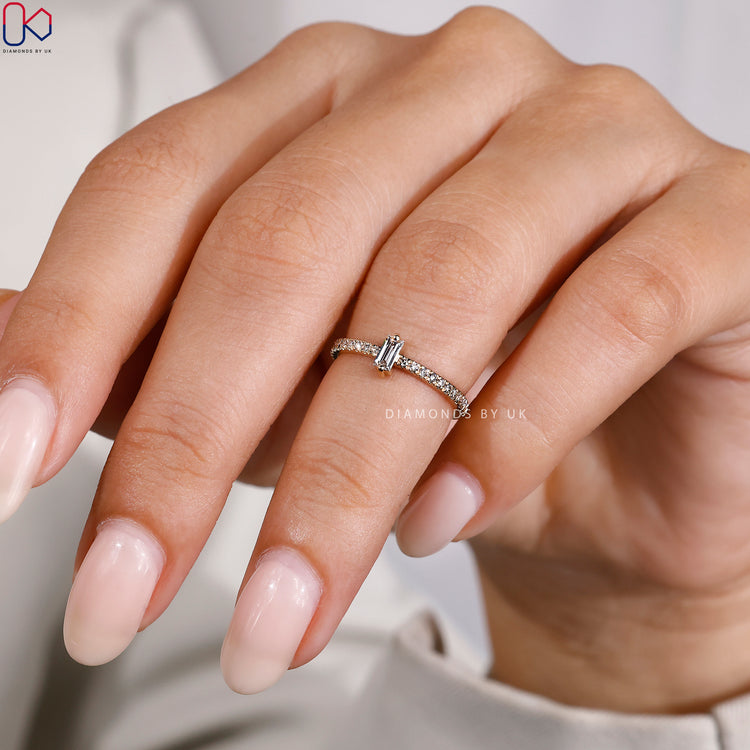 Buy wedding band featuring a half eternity wedding band.

