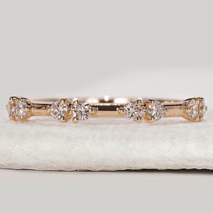 Distance Pave Round Cut Diamond Wedding Band