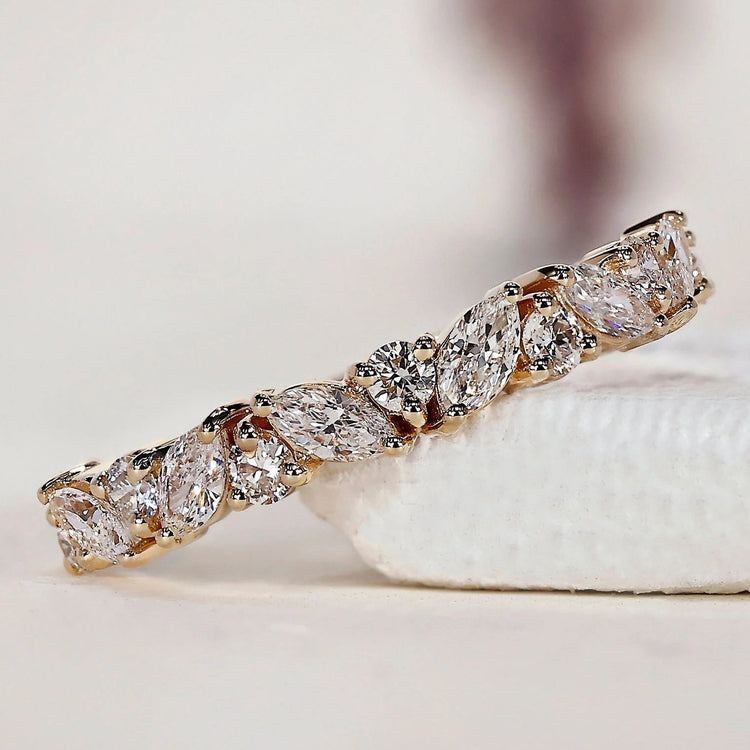 Marquise and Round Diamond Wedding Band