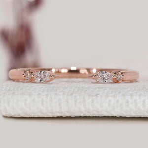 Marquise And Round Diamond Open Gap Wedding Band