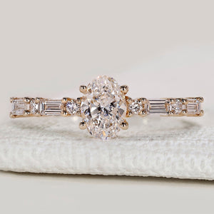 Oval Diamond Engagement Ring in Shared Prong Pave Style