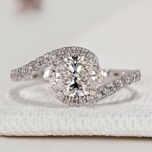 East West Setting Oval Diamond Ring in Pave Bypass Setting