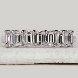 7 Stone Emerald Cut Wedding Band