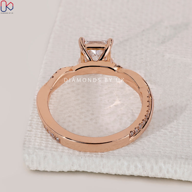 Buy engagement ring with princess cut and pave setting.
