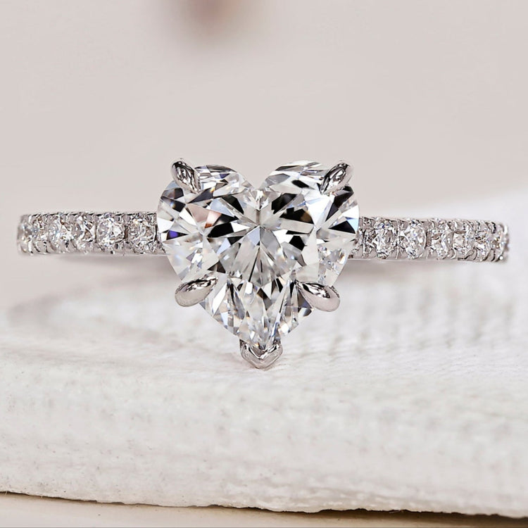 Heart Diamond Ring in a pave setting.
