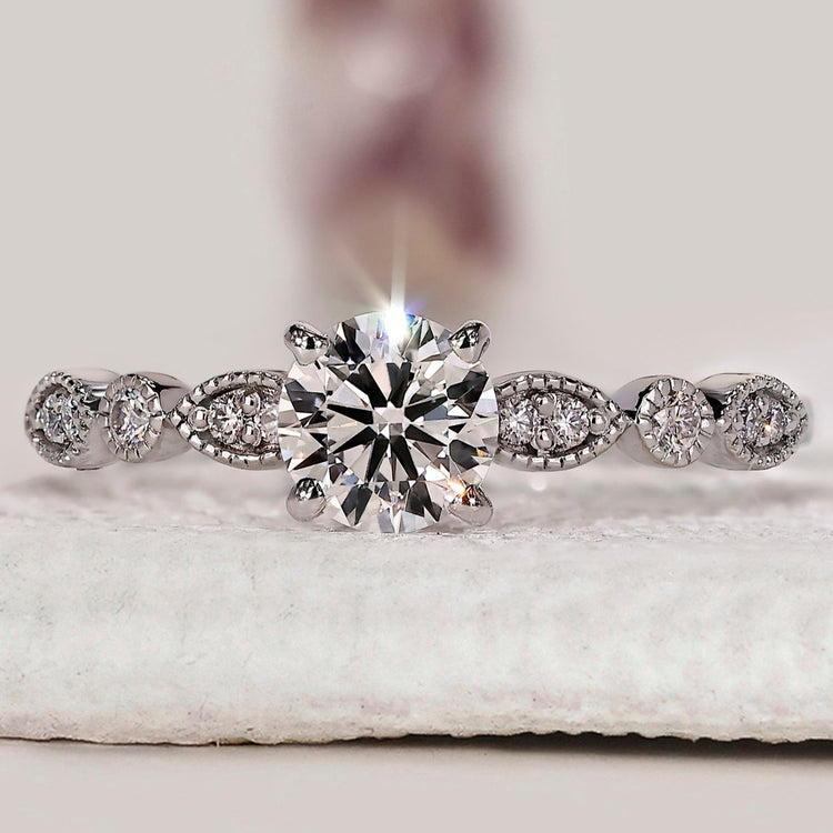 Round Diamond Milgrain Setting Ring