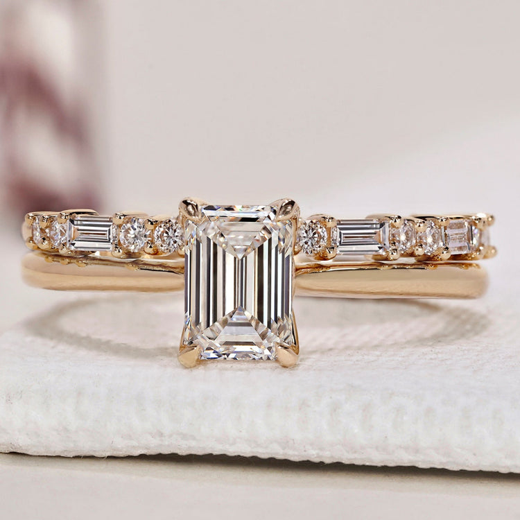 Emerald Cut Engagement Ring With Wedding Band