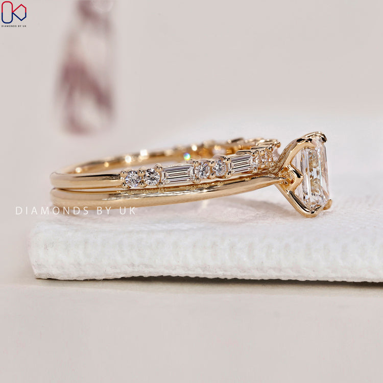 Lab-grown diamond bridal set with eco-friendly brilliance.
