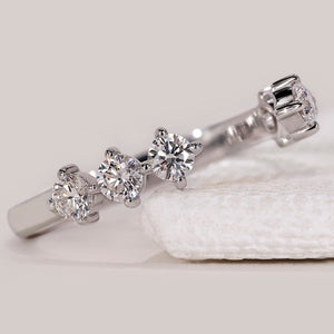 6 Stone Round Diamond Wedding Band