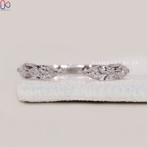 Marquise Diamond Wedding Band In White Gold