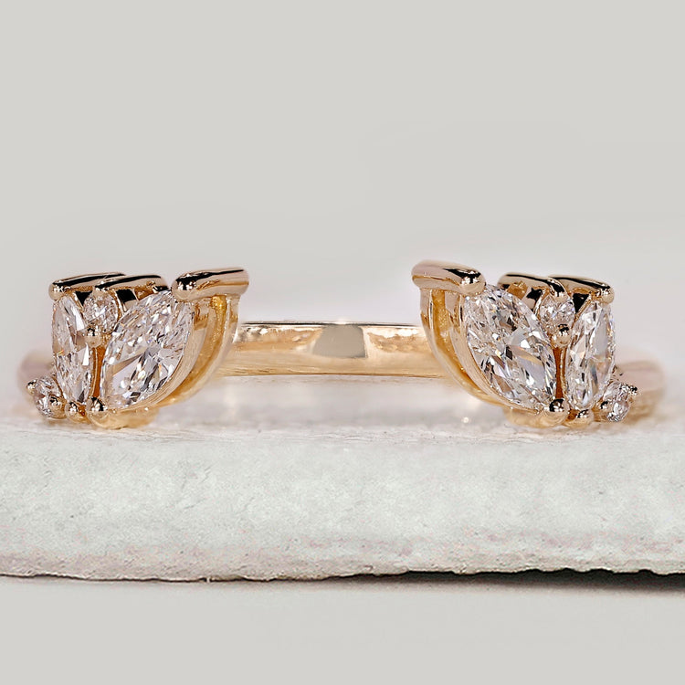 Marquise and Round cut Open Gap Wedding Band